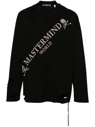 Mastermind Japan Black Cut-out Logo-print T-shirt