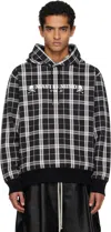 Mastermind Japan Black Plaid Og Logo Hoodie In Black