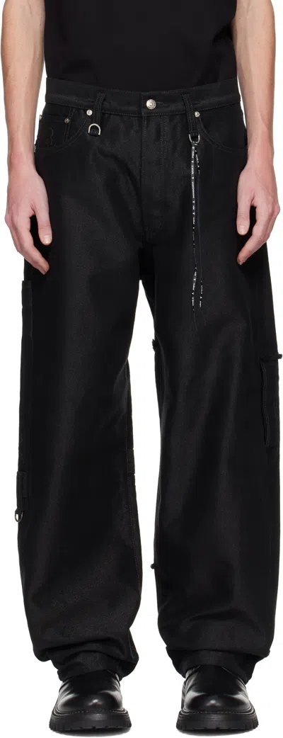 Mastermind Japan Black Puzzle Wide Straight Fit Jeans