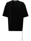 MASTERMIND JAPAN BLACK SKULL-PRINT VELOUR T-SHIRT