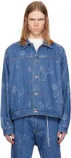 Mastermind Japan Monogram-pattern Denim Jacket In Indigo