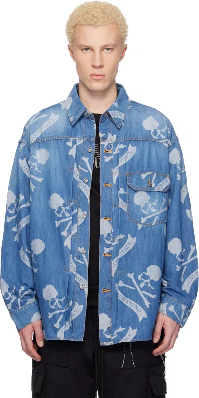 Mastermind Japan Blue Mw Long Sleeve Denim Shirt
