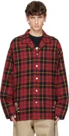 Mastermind Japan Burgundy Plaid Shirt Jacket In Burgundy Plaid
