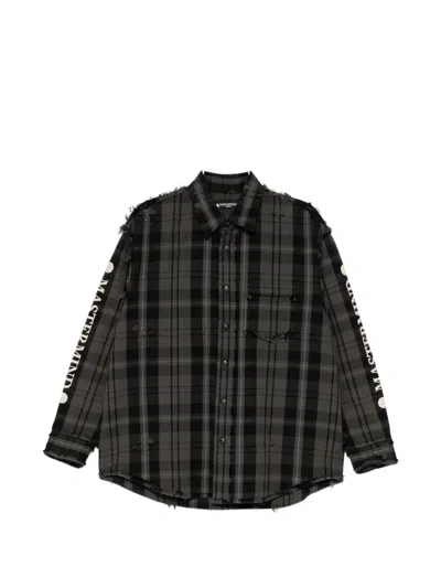 Mastermind Japan Check Frayed Shirt In Multi