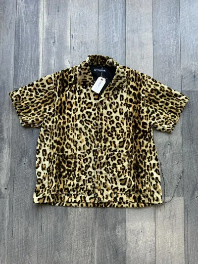 Pre-owned Mastermind Japan Cheetah Button Up Shirt New - Medium In Yellow