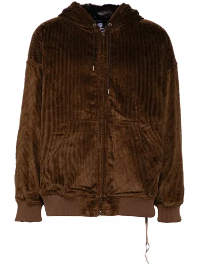 Mastermind Japan Cordiroy Hooded Jacket In Brown