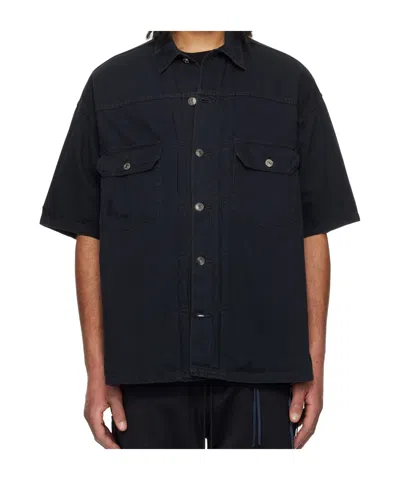 Mastermind Japan Distressed Denim Shirt In Black