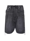 Mastermind Japan Distressed Drawstring Denim Shorts In Black