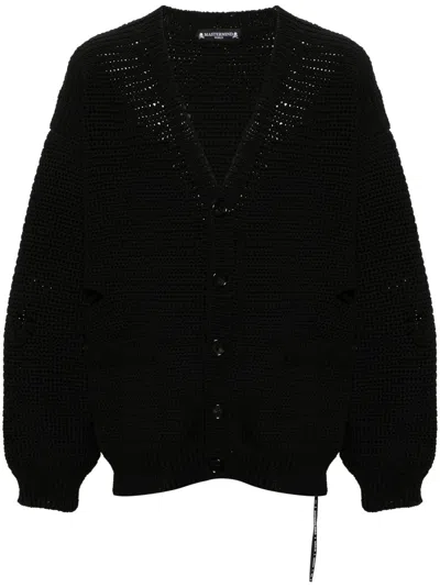 MASTERMIND JAPAN DISTRESSED-EFFECT CHUNKY CARDIGAN - MEN'S - POLYESTER