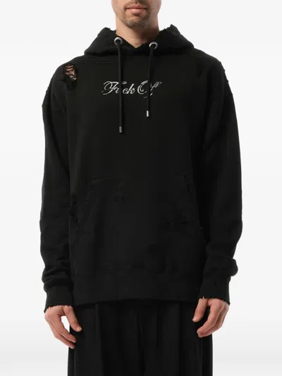 Mastermind Japan Distressed Logo-print Hoodie In Black