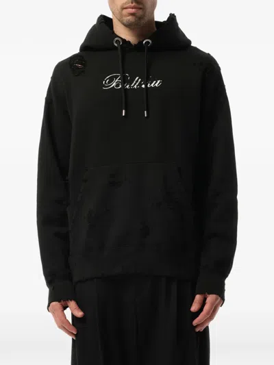 Mastermind Japan Distressed Logo-print Hoodie In Black