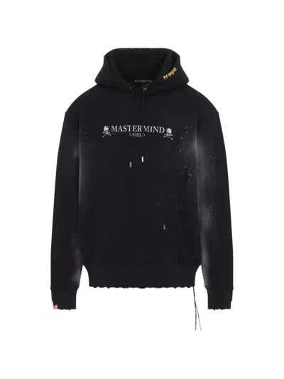 Mastermind Japan Distressed Logo-print Hoodie In Black