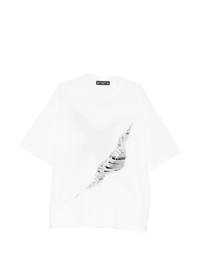 Mastermind Japan Distressed Ribbed T-shirt In White