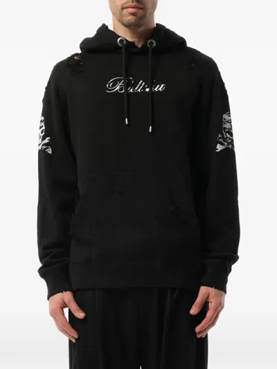 Mastermind Japan Distressed Skull-print Hoodie In Black