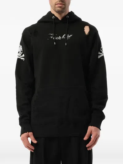 Mastermind Japan Distressed Skull-print Hoodie In Black