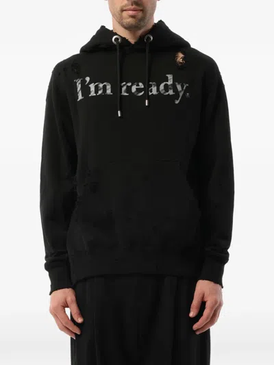 Mastermind Japan Distressed Skull-print Hoodie In Black