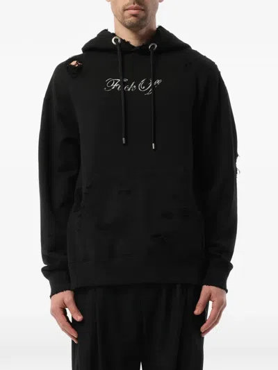 Mastermind Japan Distressed Skull-print Hoodie In Black