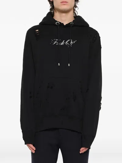 Mastermind Japan Distressed Skull-print Hoodie In Black