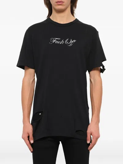 Mastermind Japan Distressed Slogan-print T-shirt In Black