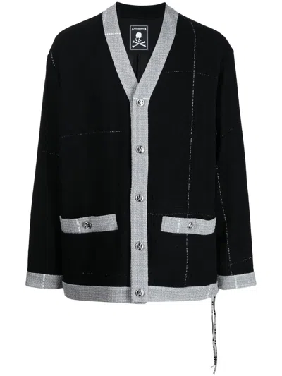 Mastermind Japan Embroidered-logo Cardigan In Black
