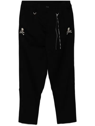 Mastermind Japan Embroidered-logo Tapered Trousers In Black