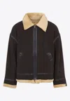 Mastermind Japan Brown Cotton Mutton Jacket With Embroidered Skull Detail In Brown