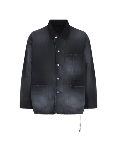 Mastermind Japan Utility Jacket Faded Effect Chest Pockets In Black
