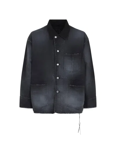 Mastermind Japan Faded Utility Denim Jacket In Black