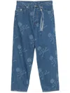Mastermind Japan Monogram-pattern Straight-leg Jeans In Blue