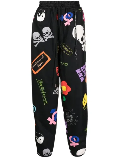 Mastermind Japan Graphic-print Drawstring Track Pants In Schwarz