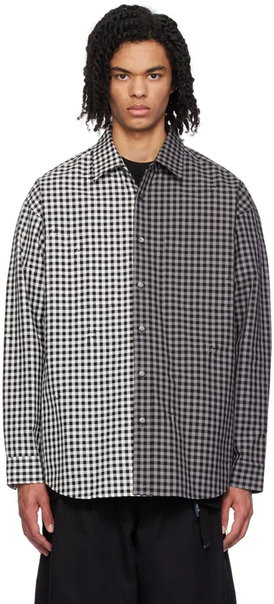Mastermind Japan Gray & Black Embroidered Shirt In Black X Gray/black