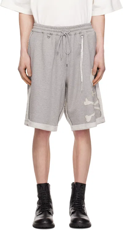 Mastermind Japan Gray Mw Cut-off Sweat Shorts In Top Gray