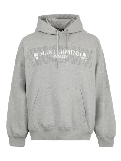 Mastermind Japan Grid Hoodie In Grey