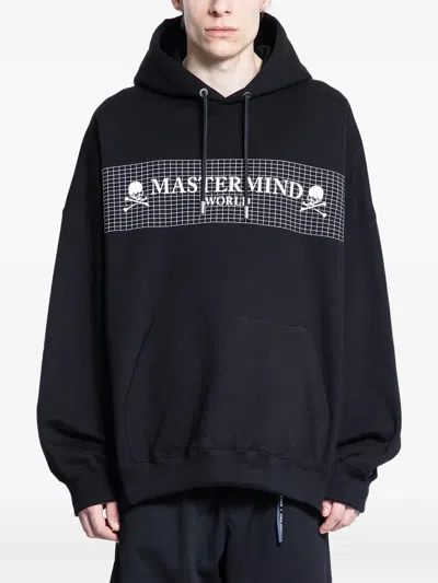 MASTERMIND JAPAN GRID-MOTIF LONG-SLEEVE HOODIE