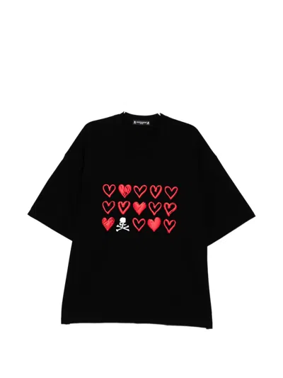 Mastermind Japan Hearts Skull Graphic T-shirt In Black