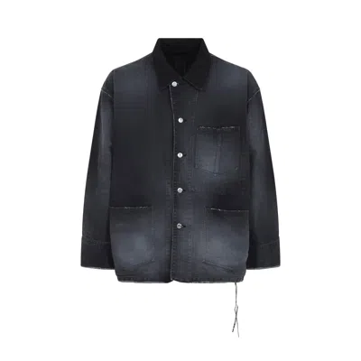 Mastermind Japan Utility Jacket Faded Effect Chest Pockets In Black