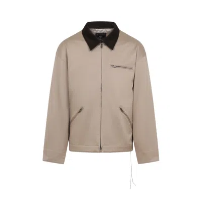 Mastermind Japan Light Brown Point Collar Zip Jacket In Gray