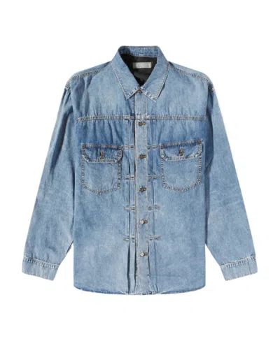 Mastermind Japan Lapel Long-sleeved Shirt In Blue