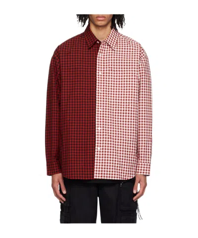 Mastermind Japan Red Embroidered Shirt In White X Red/black