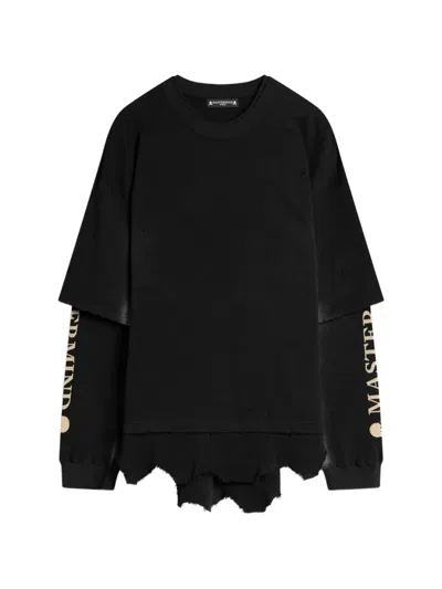 Mastermind Japan Layered Distressed T-shirt In Black