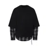 Mastermind Japan Multilayered Cotton Sweatshirt With Plaid Detail In Black