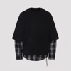 Mastermind Japan Multilayered Cotton Sweatshirt With Plaid Detail In Black