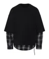Mastermind Japan Multilayered Cotton Sweatshirt With Plaid Detail In Black