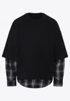 Mastermind Japan Multilayered Cotton Sweatshirt With Plaid Detail In Black