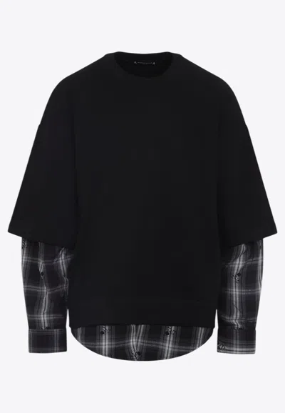 MASTERMIND JAPAN LAYERED SWEATSHIRT WITH CHECK-PATTERN