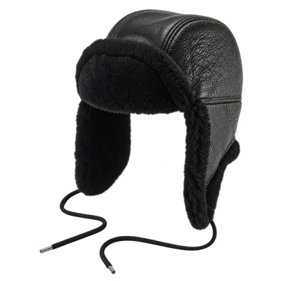 Mastermind Japan Leather Beanie With Fur In Black