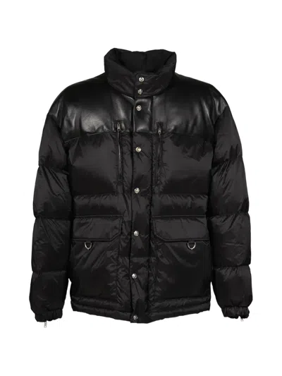 Mastermind Japan Leather-panelled Quilted Down Jacket In Black