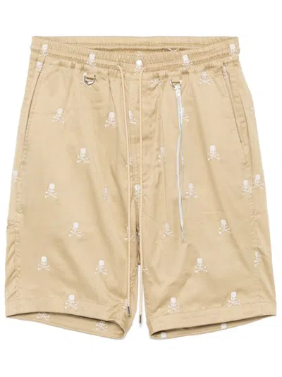 Mastermind Japan Logo-embroidered Shorts In Neutrals