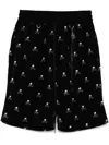 Mastermind Japan Skull Monogram Velour Shorts In Black