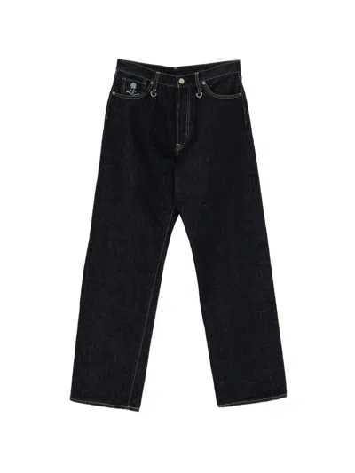 Mastermind Japan Logo-print Wide-leg Jeans In Blue